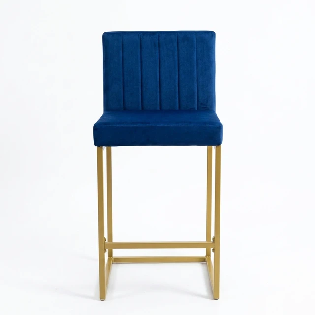 Alt view image 7 of 7 - 25.6 Inch Counter Height Bar Stools Set with Velvet Cushion and Back Bar Chairs for Kitchen Island Counter with Metal