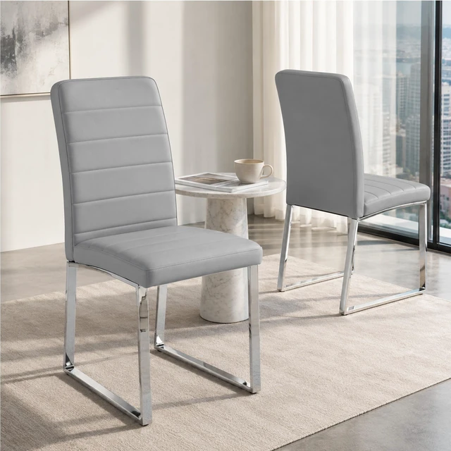 Alt view image 3 of 7 - Pack Dining Chairs with High Density Foam, Iron Legs Electroplate Spray Paint Multiple Colors Easy Assembly, Grey