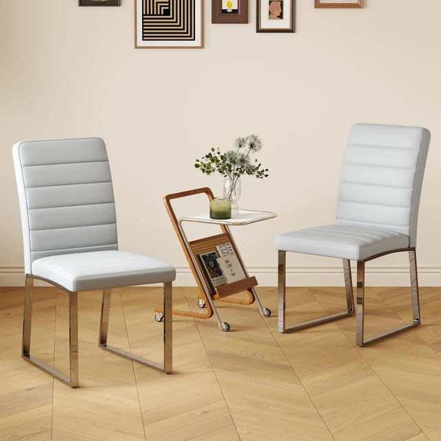 Alt view image 4 of 7 - Pack Dining Chairs with High Density Foam, Iron Legs Electroplate Spray Paint Multiple Colors Easy Assembly, Grey