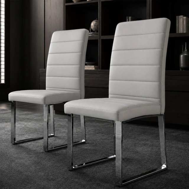 Alt view image 2 of 7 - Pack Dining Chairs with High Density Foam, Iron Legs Electroplate Spray Paint Multiple Colors Easy Assembly, Grey