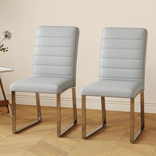Alt view image 5 of 7 - Pack Dining Chairs with High Density Foam, Iron Legs Electroplate Spray Paint Multiple Colors Easy Assembly, Grey