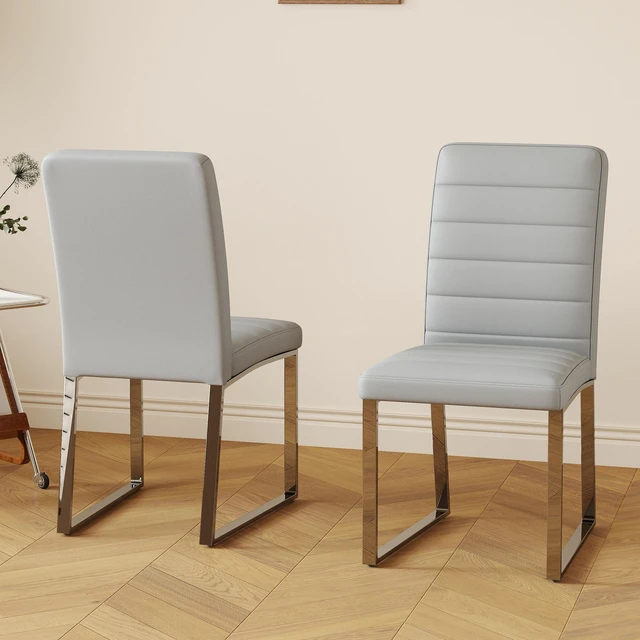 Alt view image 6 of 7 - Pack Dining Chairs with High Density Foam, Iron Legs Electroplate Spray Paint Multiple Colors Easy Assembly, Grey