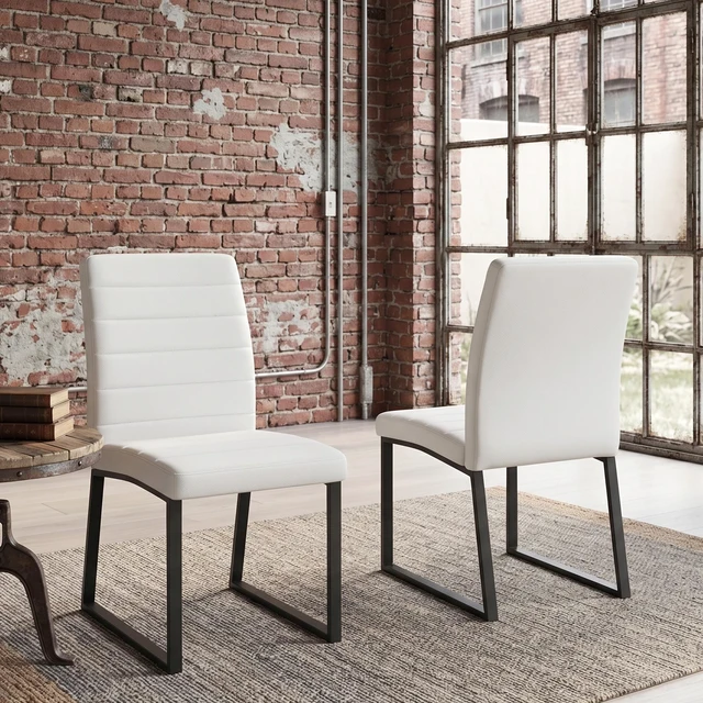 Main image of Pack Dining Chairs with High Density Foam, Iron Legs Spray Paint Multiple Colors Easy Assembly, Black White, Metal