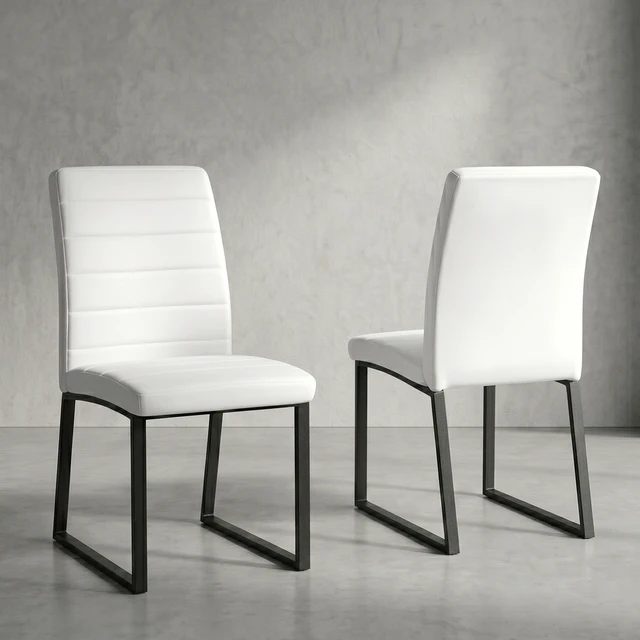 Alt view image 3 of 7 - Pack Dining Chairs with High Density Foam, Iron Legs Spray Paint Multiple Colors Easy Assembly, Black White, Metal