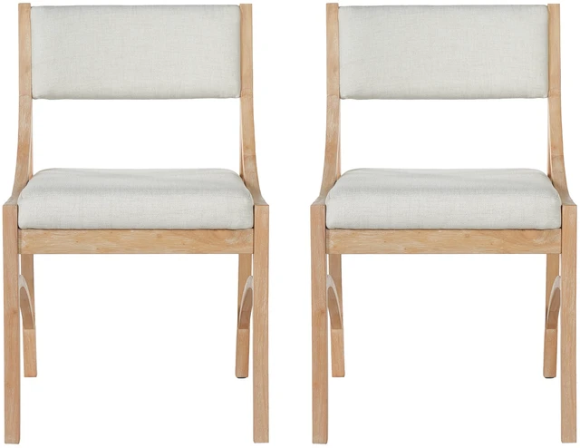 Alt view image 3 of 7 - Fabric Upholstered Dining Chairs, Kitchen Chairs with Curved Back Rubber Wood Frame Easy Assemble and Clean for Dining