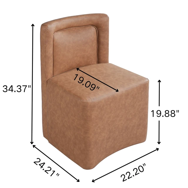 Alt view image 3 of 7 - Set Upholstered Dining Chairs, Fully Assembled 400 LBS Capacity, Camel, Plywood and PU, Seating for Dining