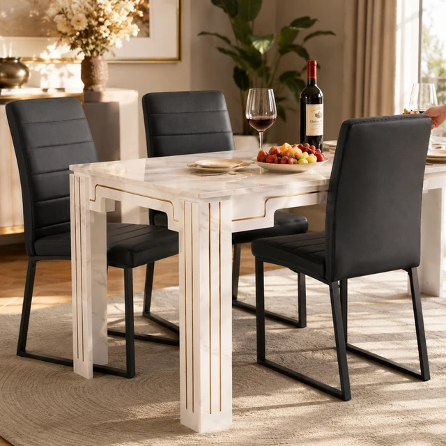 Alt view image 6 of 7 - Pack Dining Chairs with High Density Foam, Iron Legs Spray Paint Multiple Colors Easy Assembly, Black, Metal and PU