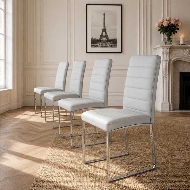 Alt view image 3 of 7 - Pack Heavy Duty Chairs Set Inchthick Cushion, Iron Frame for Colors Value, Grey Silver, Metal and PU, Seating for Dining