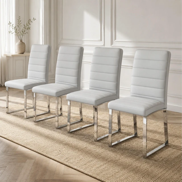 Alt view image 2 of 7 - Pack Heavy Duty Chairs Set Inchthick Cushion, Iron Frame for Colors Value, Grey Silver, Metal and PU, Seating for Dining