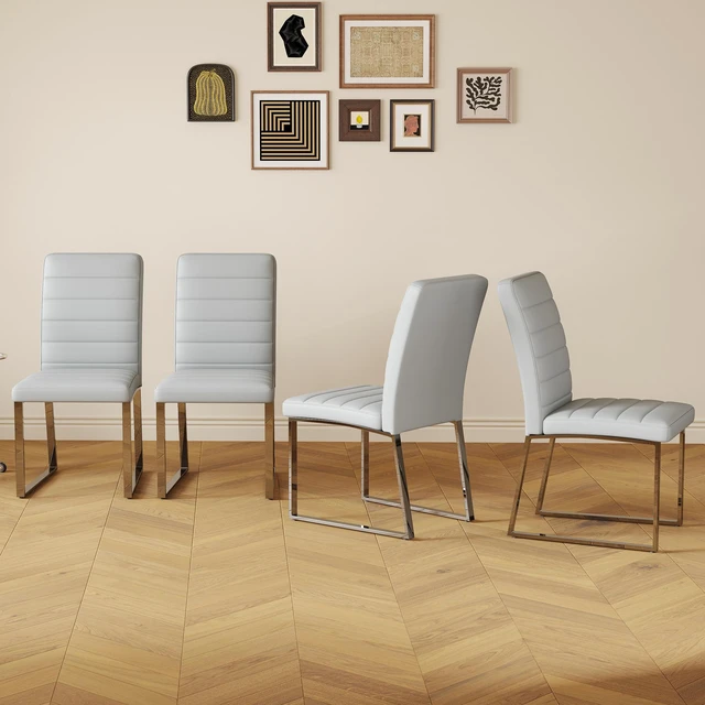 Alt view image 6 of 7 - Pack Heavy Duty Chairs Set Inchthick Cushion, Iron Frame for Colors Value, Grey Silver, Metal and PU, Seating for Dining
