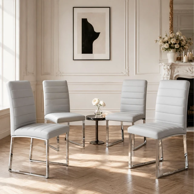Main image of Pack Heavy Duty Chairs Set Inchthick Cushion, Iron Frame for Colors Value, Grey Silver, Metal and PU, Seating for Dining