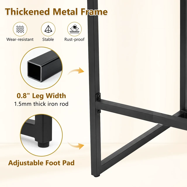 Alt view image 6 of 7 - 25.6 Inch Counter Height Bar Stools Set with Cushion and Back Bar Chairs for Kitchen Island Counter with Metal Leg