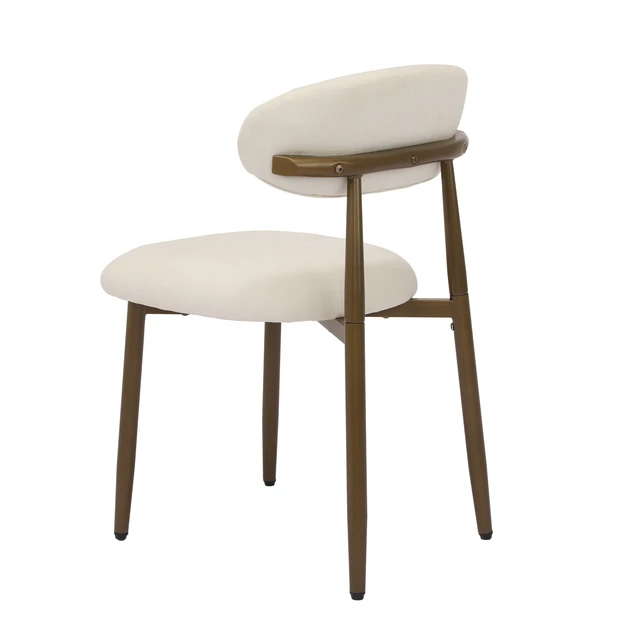 Alt view image 5 of 7 - Metal Dining Chairs Set, Fabric Upholstered Kitchen Side Chairs Dining with Foot Pegs, Beige, Fabric, Seating
