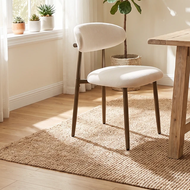 Alt view image 4 of 7 - Metal Dining Chairs Set, Fabric Upholstered Kitchen Side Chairs Dining with Foot Pegs, Beige, Fabric, Seating