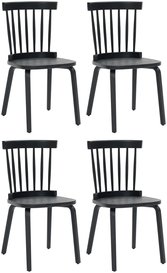 Main image of Windsor Dining Chairs Set, Spindle Back Widen Seat Mid-Century French Country for Living Restaurant, Black, Wood