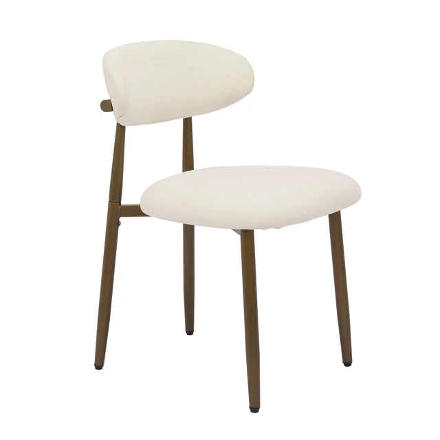Alt view image 7 of 7 - Metal Dining Chairs Set, Fabric Upholstered Kitchen Side Chairs Dining with Foot Pegs, Beige, Fabric, Seating
