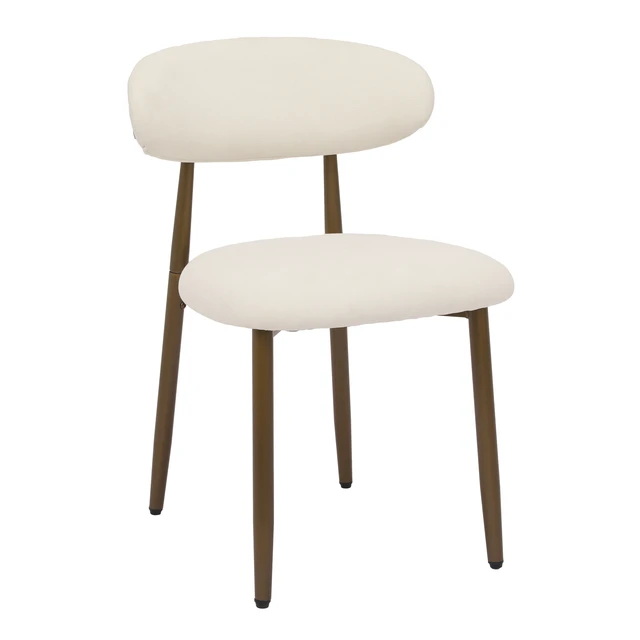 Alt view image 6 of 7 - Metal Dining Chairs Set, Fabric Upholstered Kitchen Side Chairs Dining with Foot Pegs, Beige, Fabric, Seating