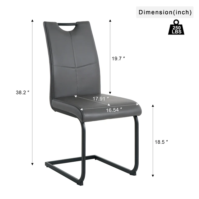 Alt view image 6 of 7 - Dining Chair Living Chair Upholstered Black Metal Leg Design Kitchen Living Dining Side Set, Charcoal Grey, PU, Seating