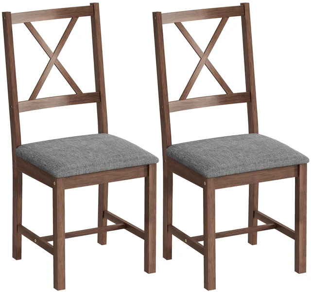 Main image of Wooden Dining Chairs Set, Mid-Century Upholstered Kitchen Chairs with Back Rubberwood Legs and Padded Seat for Dining