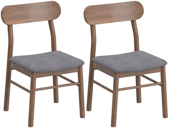 Main image of Dining Chairs Set, Upholstered Solid Kitchen Chairs Mid-Century Dining with Ergonomic Curved Backrest, Gray, Wood