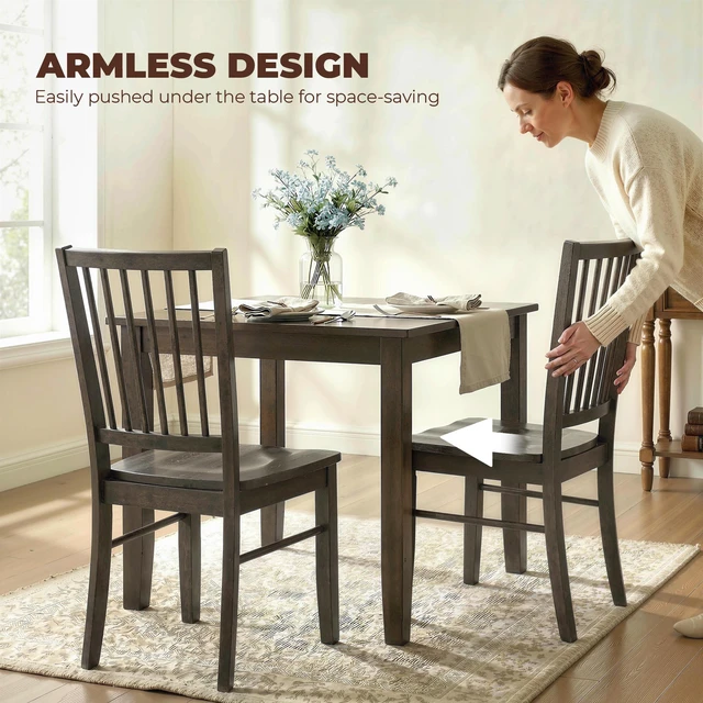 Alt view image 3 of 7 - Dining Chairs Set, Ergonomic Solid Armless Kitchen Chairs with Rubberwood Legs for Dining Kitchen, Gray Charcoal
