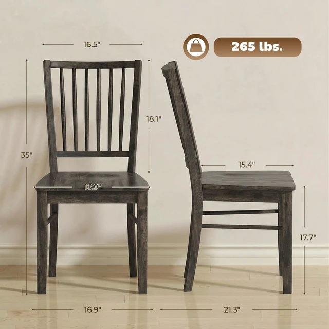 Alt view image 7 of 7 - Dining Chairs Set, Ergonomic Solid Armless Kitchen Chairs with Rubberwood Legs for Dining Kitchen, Gray Charcoal