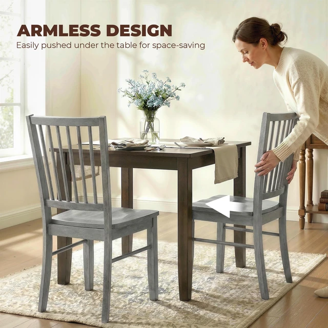 Alt view image 3 of 7 - Dining Chairs Set, Ergonomic Solid Armless Kitchen Chairs with Rubberwood Legs for Dining Kitchen, Rubber Wood