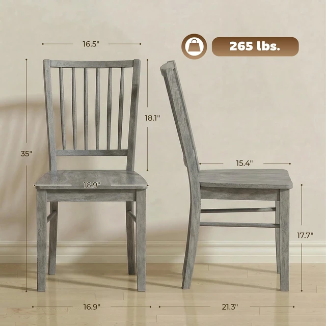 Alt view image 7 of 7 - Dining Chairs Set, Ergonomic Solid Armless Kitchen Chairs with Rubberwood Legs for Dining Kitchen, Rubber Wood