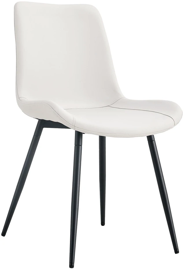 Main image of Artificial Leather Backrest Cushion Dining Chair, Black Metal Legs Curved Widened Cushion Design for More Comfort