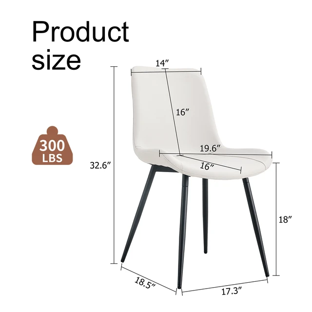 Alt view image 2 of 7 - Artificial Leather Backrest Cushion Dining Chair, Black Metal Legs Curved Widened Cushion Design for More Comfort
