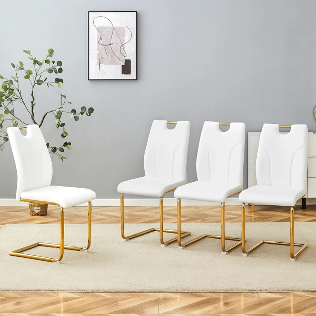 Main image of Dining Chair Set Uniquely Designed Dining Chairs Material, Paired with Gold Metal Legs Suitable for Offices Restaurants