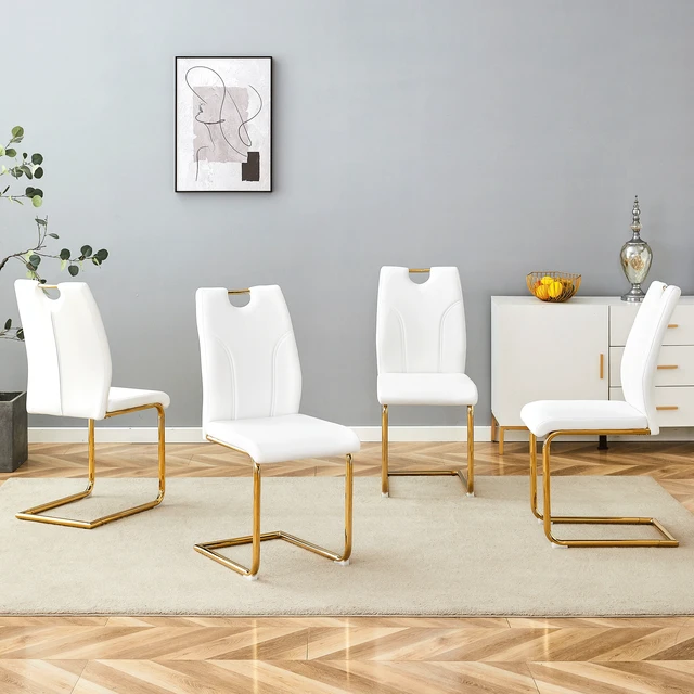 Alt view image 2 of 7 - Dining Chair Set Uniquely Designed Dining Chairs Material, Paired with Gold Metal Legs Suitable for Offices Restaurants