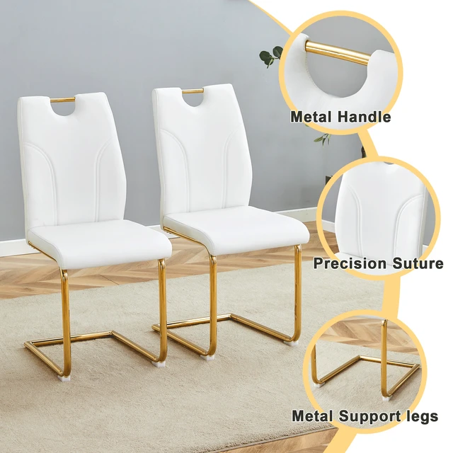Alt view image 3 of 7 - Dining Chair Set Uniquely Designed Dining Chairs Material, Paired with Gold Metal Legs Suitable for Offices Restaurants