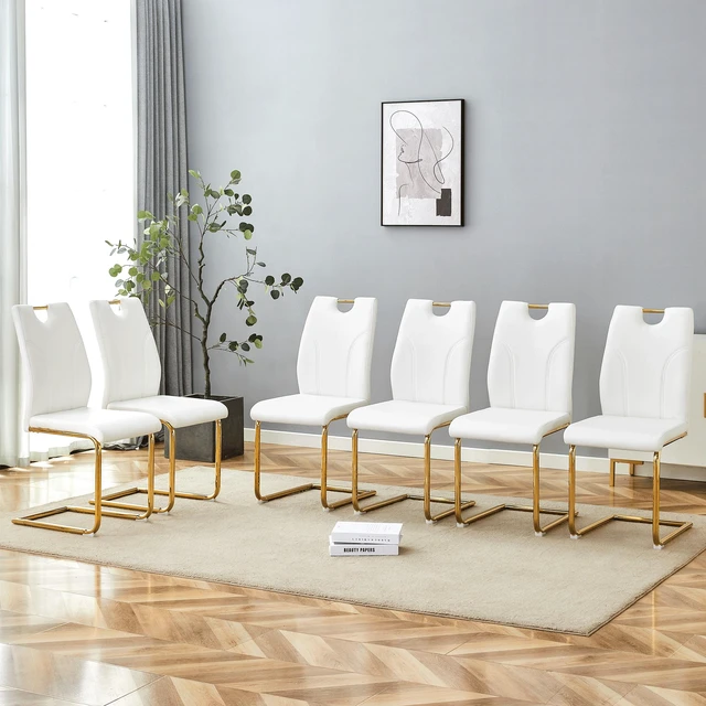 Main image of Dining Chair Set Uniquely Designed Dining Chairs Material, Paired with Gold Metal Legs Suitable for Offices Restaurants