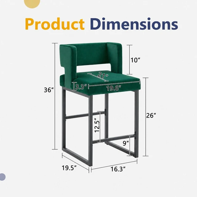 Alt view image 6 of 7 - Velvet Bar Chair Set Stable and Black Metal Legs Smooth Design Lines and Appearance Suitable for Placement in Bars