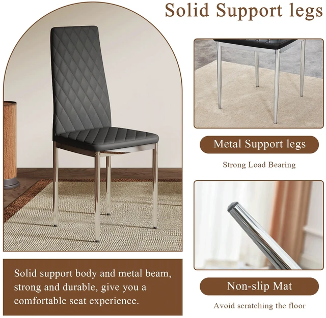Alt view image 7 of 7 - Dining Chairs Set 4, Essential for Homes Meeting Family Dining Needs Material Seat Silver Metal Legs Blending Into