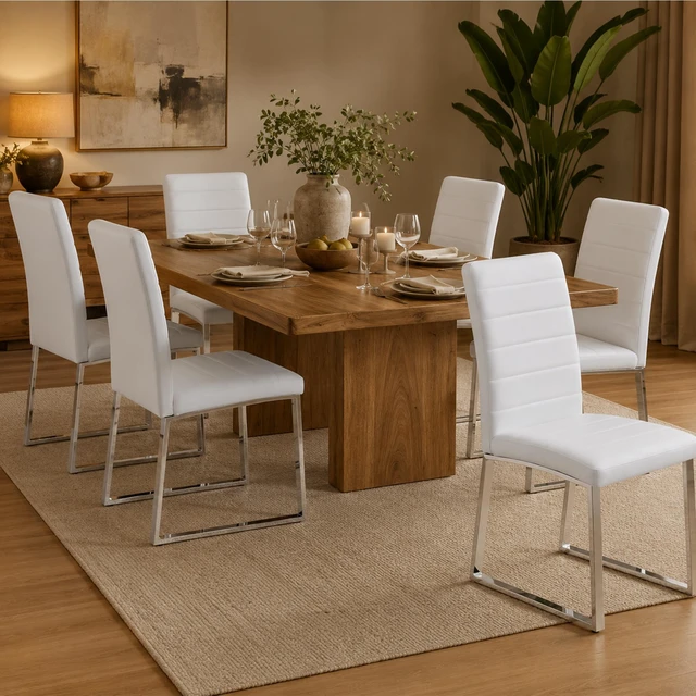 Alt view image 5 of 7 - Pack Heavy Duty Chairs Set Inchthick Cushion, Iron Frame for Colors Value, White PU, Metal and PU, Seating for Dining