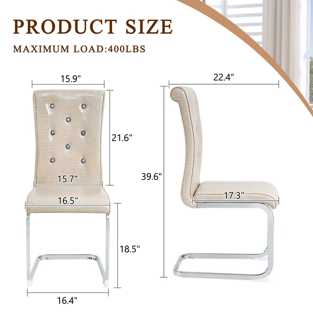 Alt view image 6 of 7 - Set, Retro Alligator Skin Upholstered Dining Chairs with Crystal Buckle Design and Faux Leather Design Touch Elegance