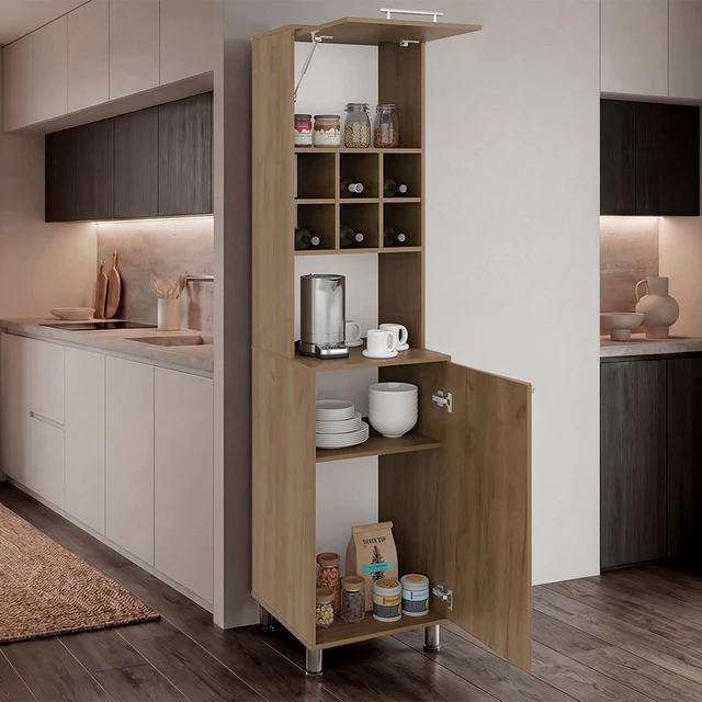 Alt view image 2 of 7 - Open Shelves Kitchen Pantry, Oak, Particle Board, Servers Sideboards Buffets
