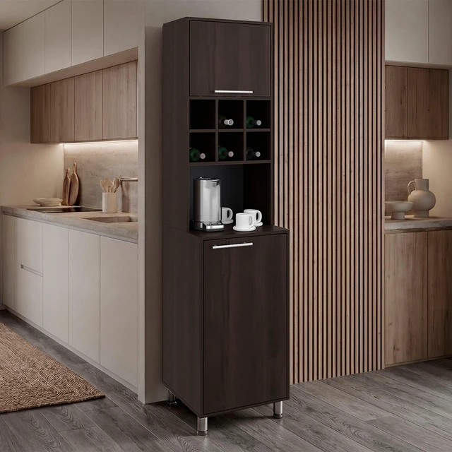 Main image of Stained Open Shelves Kitchen Pantry, Walnut, Particle Board, Servers Sideboards Buffets
