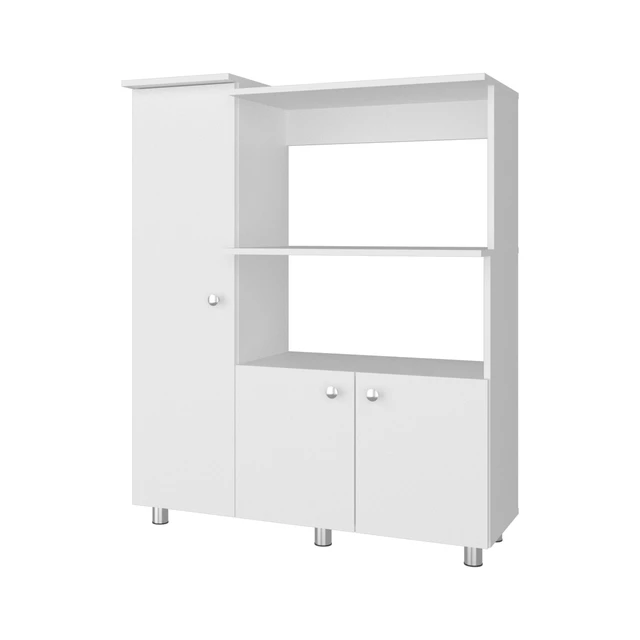 Alt view image 3 of 7 - Kitchen Pantry Cabinet with Microwave Storage and Shelves, White, Particle Board, Servers Sideboards Buffets