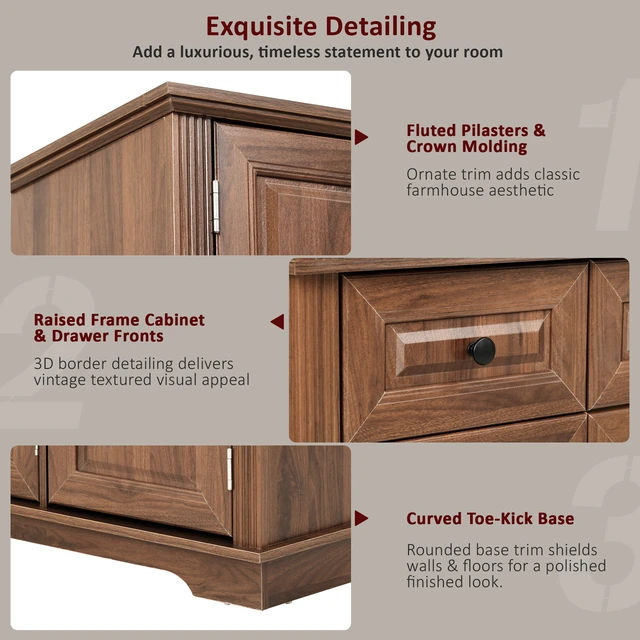 Alt view image 6 of 7 - 72 Inch Tall Kitchen Pantry Cabinet with Pull Out Tray, Embossed Texture Storage Cabinet with 6 Door Racks Freestanding
