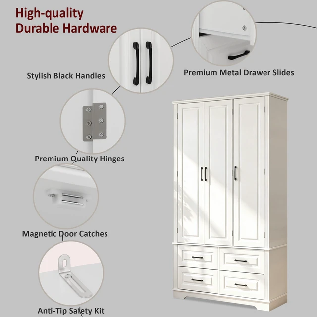 Alt view image 7 of 7 - 72 Inch Kitchen Pantry Cabinet with Pull Out Tray, Embossed Wood Grain Storage Cabinet with 5 Door Racks Freestanding