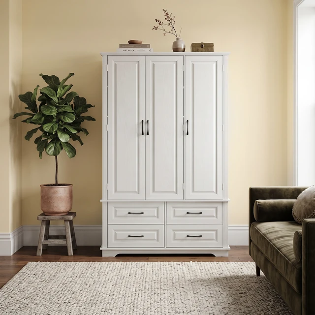 Alt view image 2 of 7 - 72 Inch Kitchen Pantry Cabinet with Pull Out Tray, Embossed Wood Grain Storage Cabinet with 5 Door Racks Freestanding