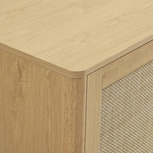 Alt view image 7 of 7 - 67 Inch Rattan Sideboard Buffet Cabinet, 4 Door Large Storage Credenza with Shelves Buffet Cabinet for Living Dining