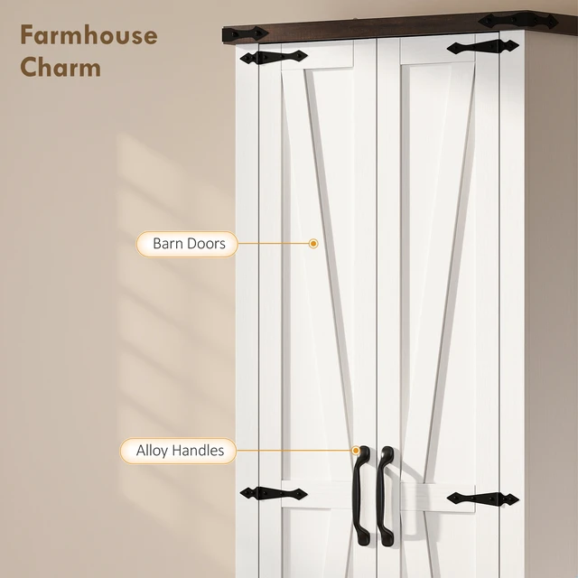 Alt view image 4 of 7 - 71 Inch Tall Kitchen Pantry, Storage Cabinet with Barn Doors Drawer and Adjustable Shelves Freestanding Food Pantry