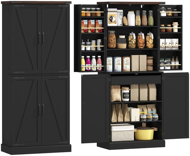 Main image of 72 Inch Tall Kitchen Pantry Cabinet, Storage Cabinet with 8 Door Racks and Drawer Freestanding Food Pantry