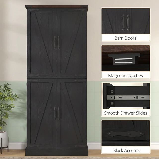 Alt view image 4 of 7 - 72 Inch Tall Kitchen Pantry Cabinet, Storage Cabinet with 8 Door Racks and Drawer Freestanding Food Pantry