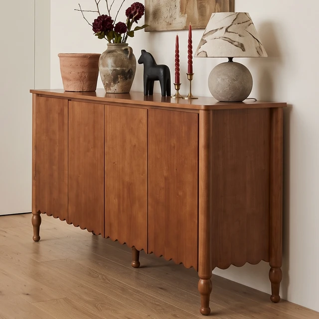 Alt view image 4 of 7 - 59 Inch Sideboard Buffet Cabinet Credenza with 4 Doors and 2 Shelves, Accent Storage Cabinets Console Table with