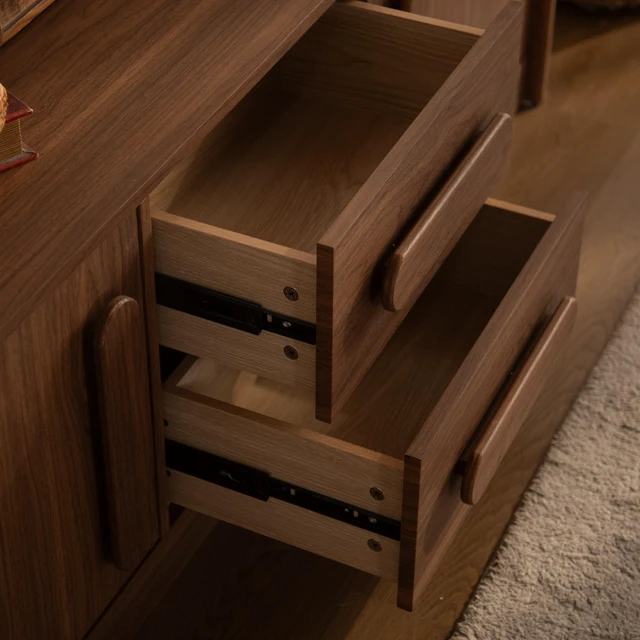 Alt view image 6 of 7 - MDF Buffet Sideboard Cabinet, 63 Inch 2 Doors 2 Drawers Storage Credenza with Silent Slide Drawers and Soft Close Doors
